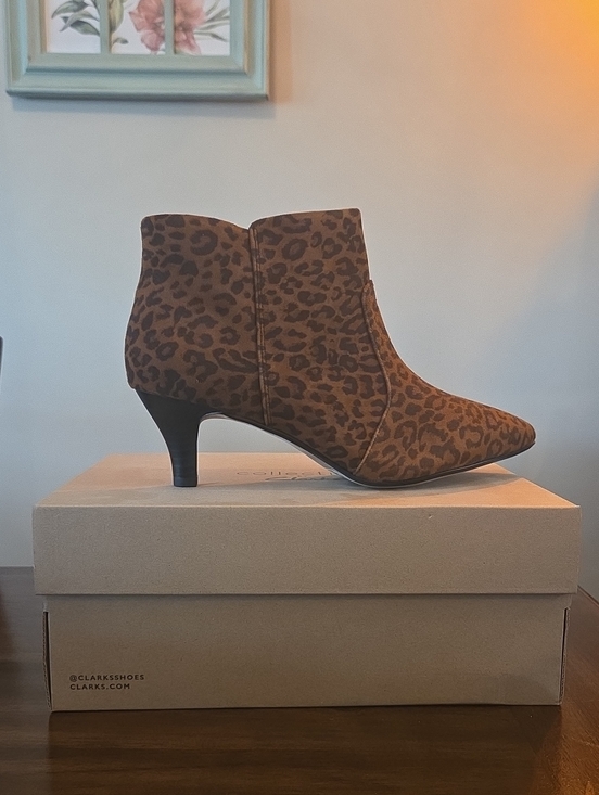 Clarks Shoes - Clarks Women's Brown Leopard Suede Linvale Judith Ankle Boots